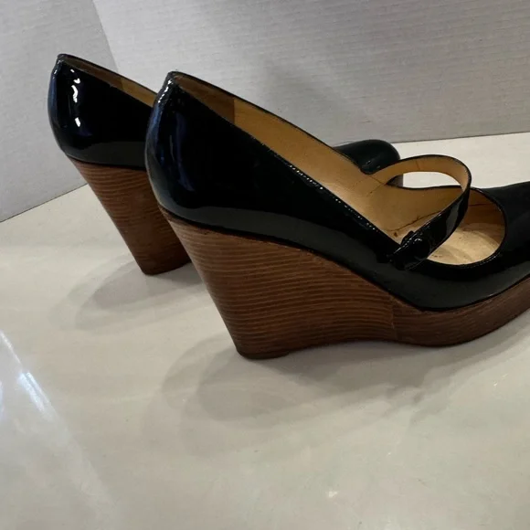 Black Mary Jane Wedge Shoes - Picture 8 of 10